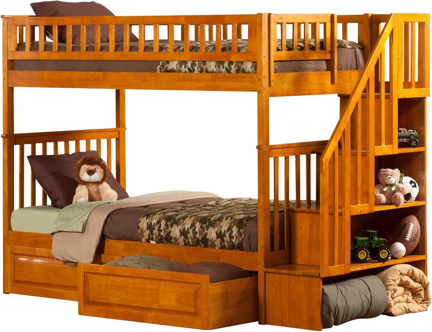 AFI Woodland Staircase Bunk Bed with Raised Panel Bed