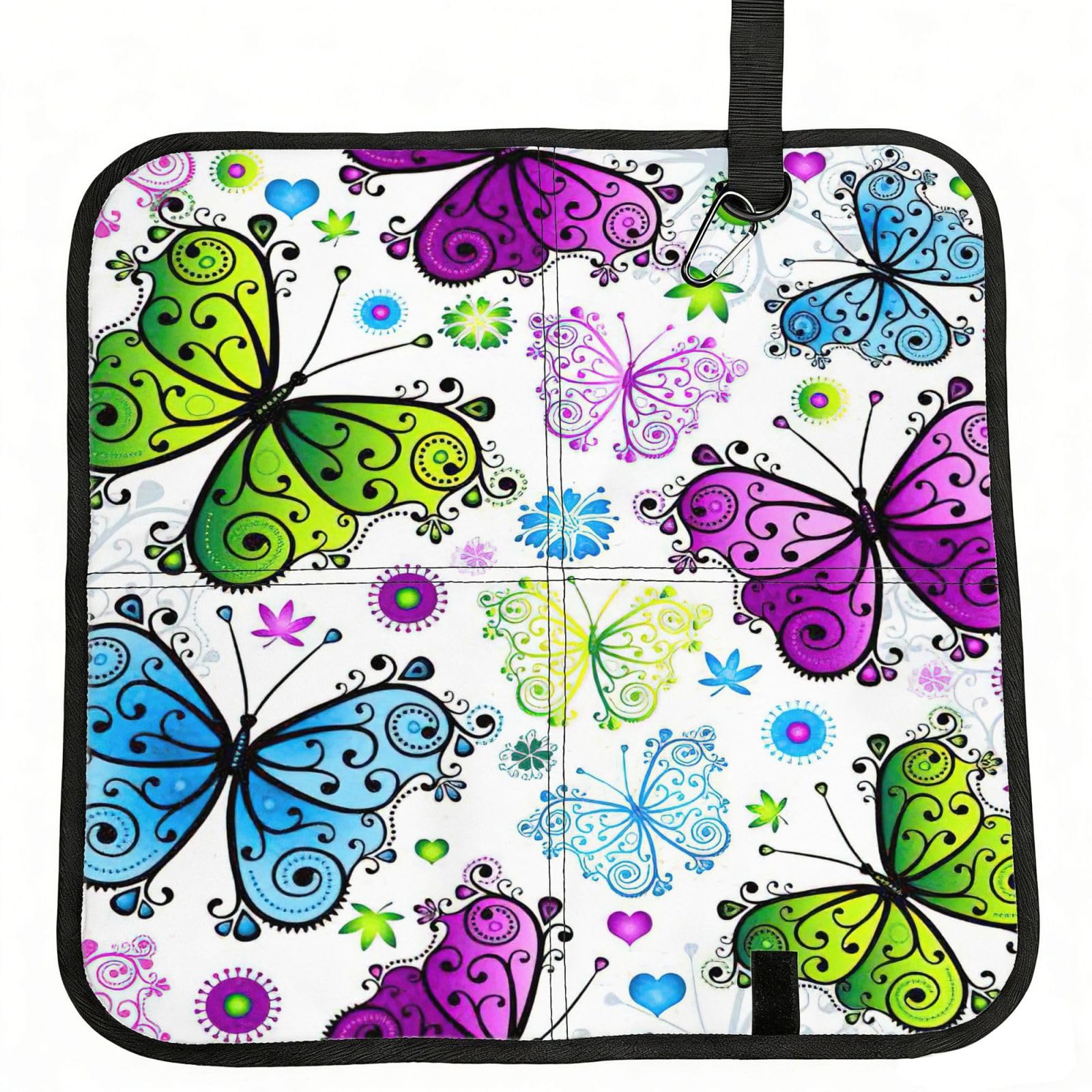 PPHGUT Spring Colorful Butterfly Print Foldable Seat Cushion Waterproof Portable Chair Pad Travel Outdoor Picnic Camping