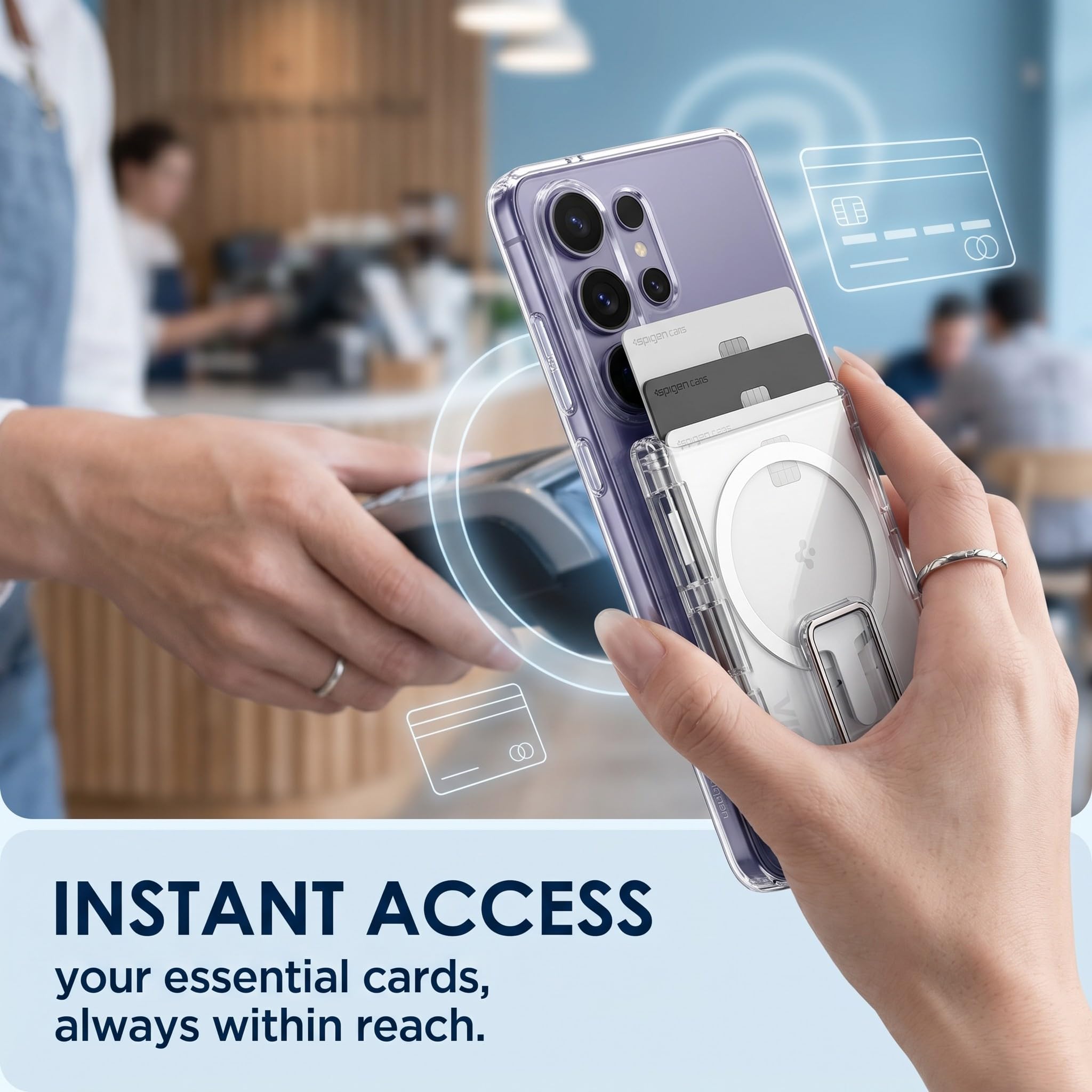 1 pcs Porte Cartes Magnétique Transparente, Portefeuille Téléphone Sécurisé, Porte-Cartes magnétique 2 Cartes Conçu pour Coque magnétique, Construction en Durable, Protection Contre Rayures