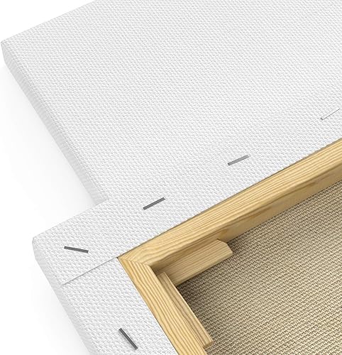 Miniatura 3 de Arteza Lienzos estirados para pintura, paquete de 4, 18 x 24 pulgadas, lienzos blancos en blanco, 100% algodón, 12.3 onzas imprimadas con geso,