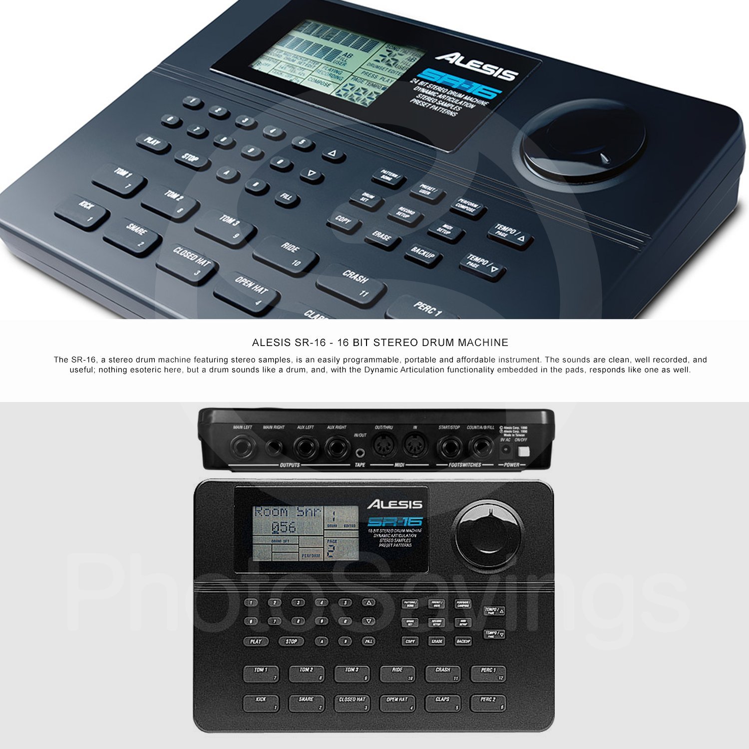 Alesis SR-16 16-Bit Stereo Drum Machine und Platinum Bundle mit Laptopständer, Kopfhörer, Kabel und Fibertique Tuch