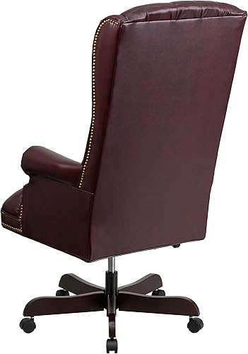 Miniatura 17 de Flash Furniture Silla de oficina ergonómica giratoria ejecutiva de LeatherSoft con respaldo alto tradicional totalmente copetudo negro con brazos