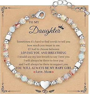 Christmas Gifts for Women, Stocking Stuffers for Teens Beaded Bracelets for Women Gifts for Mom Christmas Gift Mothers Day Gift for Grandma Daughter Bonus Mom Nature Stone Bead Bracelet Graduation Jewelry for Her 2026