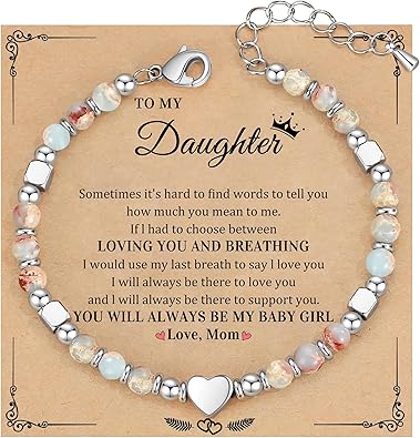 Christmas Gifts for Women, Stocking Stuffers for Teens Beaded Bracelets for Women Gifts for Mom Christmas Gift Mothers Day Gift for Grandma Daughter Bonus Mom Nature Stone Bead Bracelet Graduation Jewelry for Her 2026