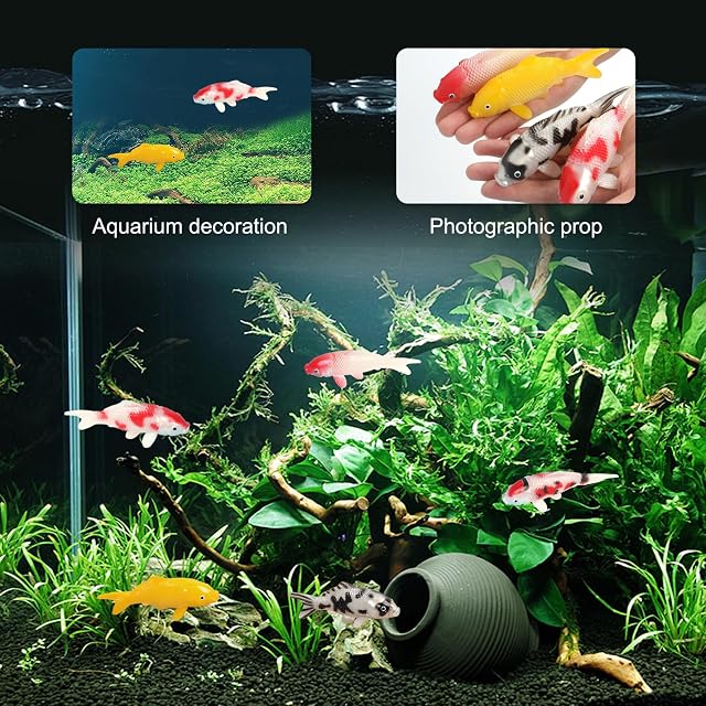 Foto 2 de 7 de DAGLLGEW Piezas de Peces Falsos, Peces koi Artificiales realistas, decoración de Carpas