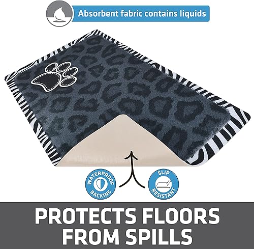 Miniatura 80 de Drymate Mantel individual con tazón para mascotas, tapete de alimentación de alimentos para perros y gatos, tela absorbente, respaldo impermeable