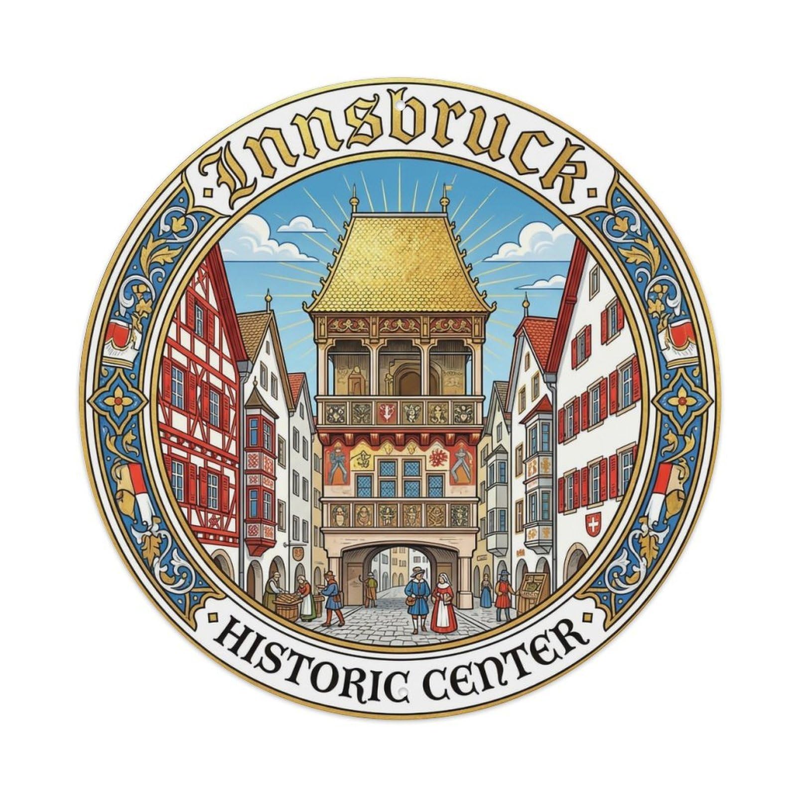 Vintage Travel Innsbruck Austria Historic Metal Tin Sign