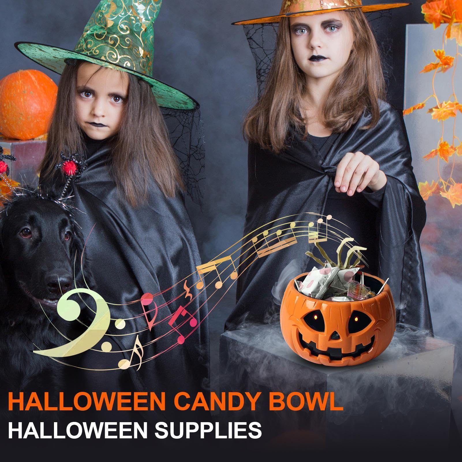 Halloweenowy Pojemnik na Cukierki Elektryczna Dyniowa Miska Na Słodycze Z | Do Podawania Do Nawiedzonego Domu Przyjęć Urodzinowych Klasy Domu Podwórka Ganku