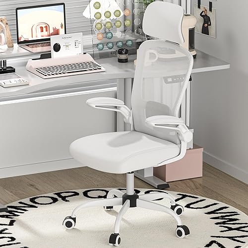 Mimoglad Office Chair High Back Ergonomic Desk Chair with Adjustable Lumbar Support and Headrest Swivel Task Chair with flip-up Armrests for Guitar