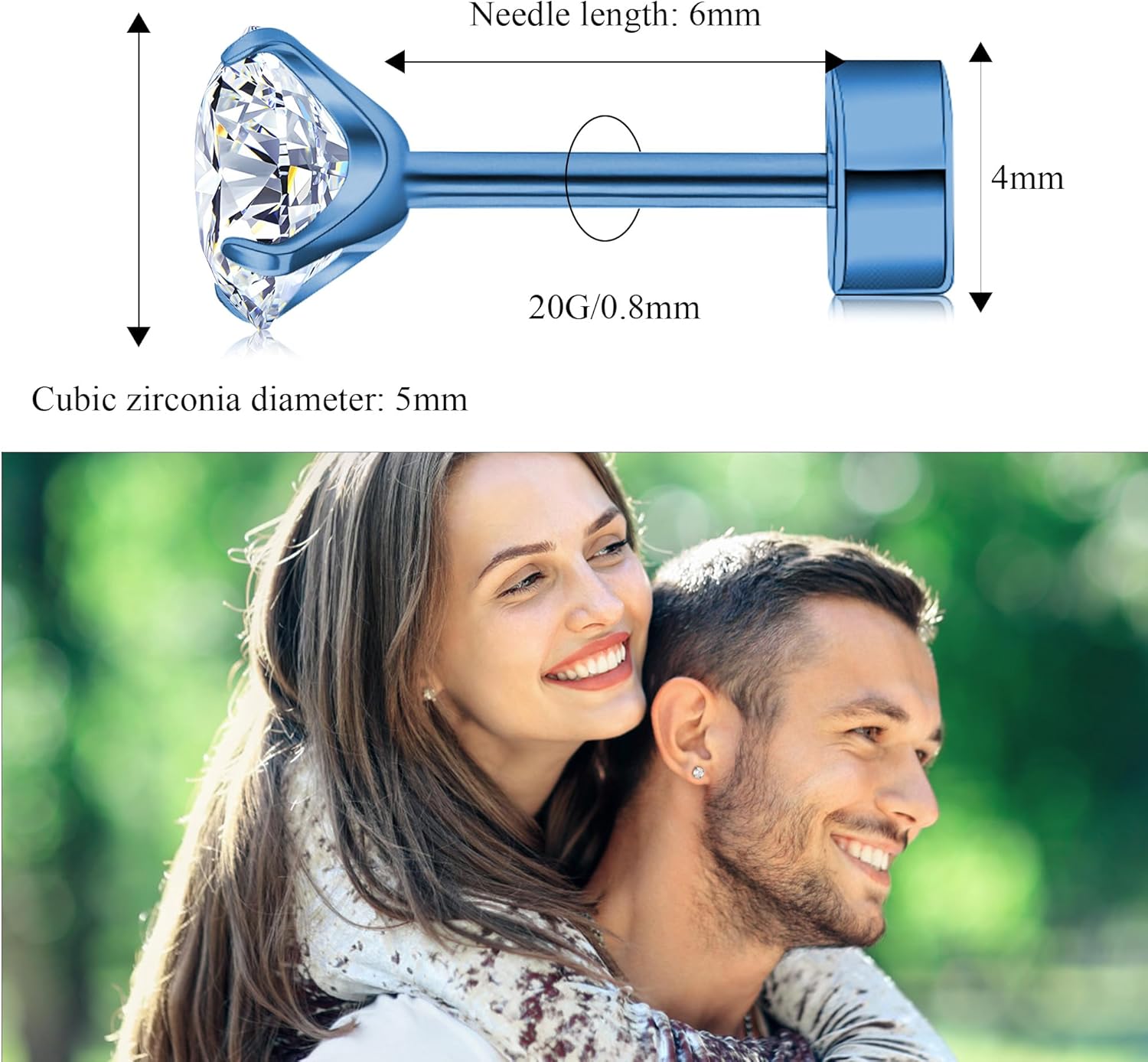 ZDE Titanium Women Flatback Earrings Cubic Zirconia Silver Stud Earrings Flat Back CZ Earrings Hypoallergenic Cartilage Flatback Earring Tragus Helix Tragus Conch Piercing 3mm/4mm/5mm - Image 2