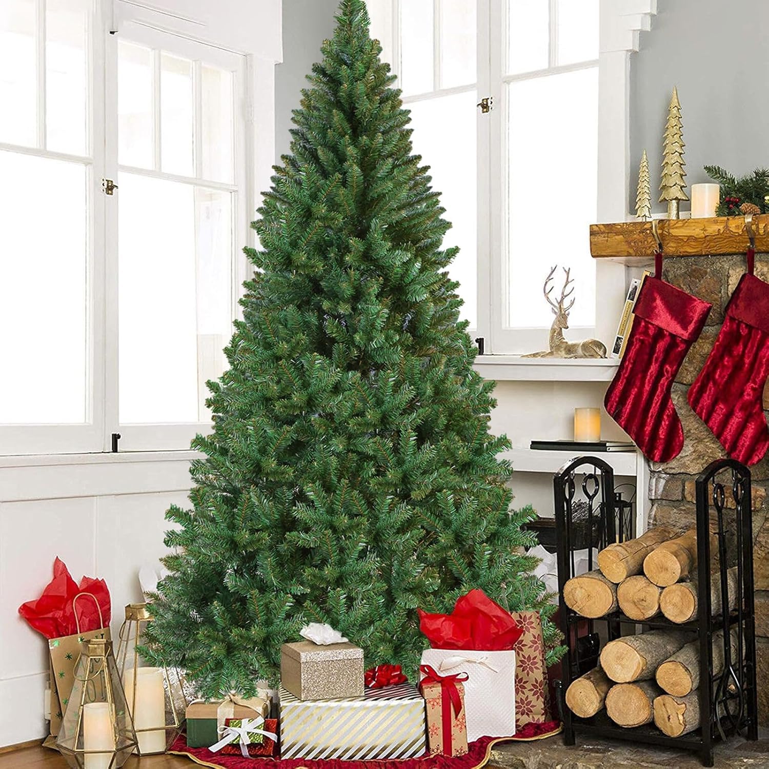 7ft Xmas Tree with 1200 PVC Tips and Metal Stand Indoor Christmas Tree Indoor Outdoor Decor