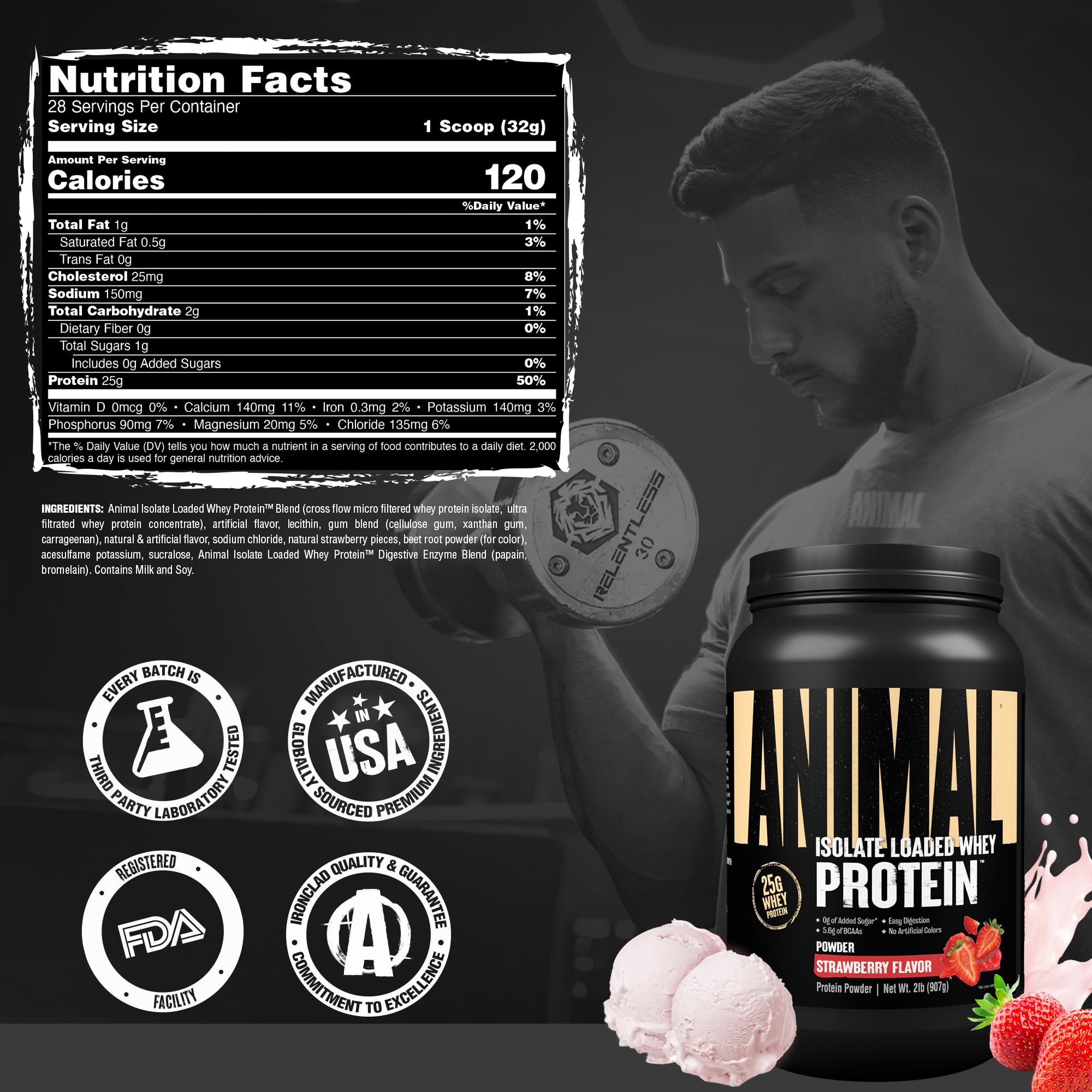 Animal Whey Isolate Protein Powder, 25G High Protein | Strawberry 2LB — Amazon image 7