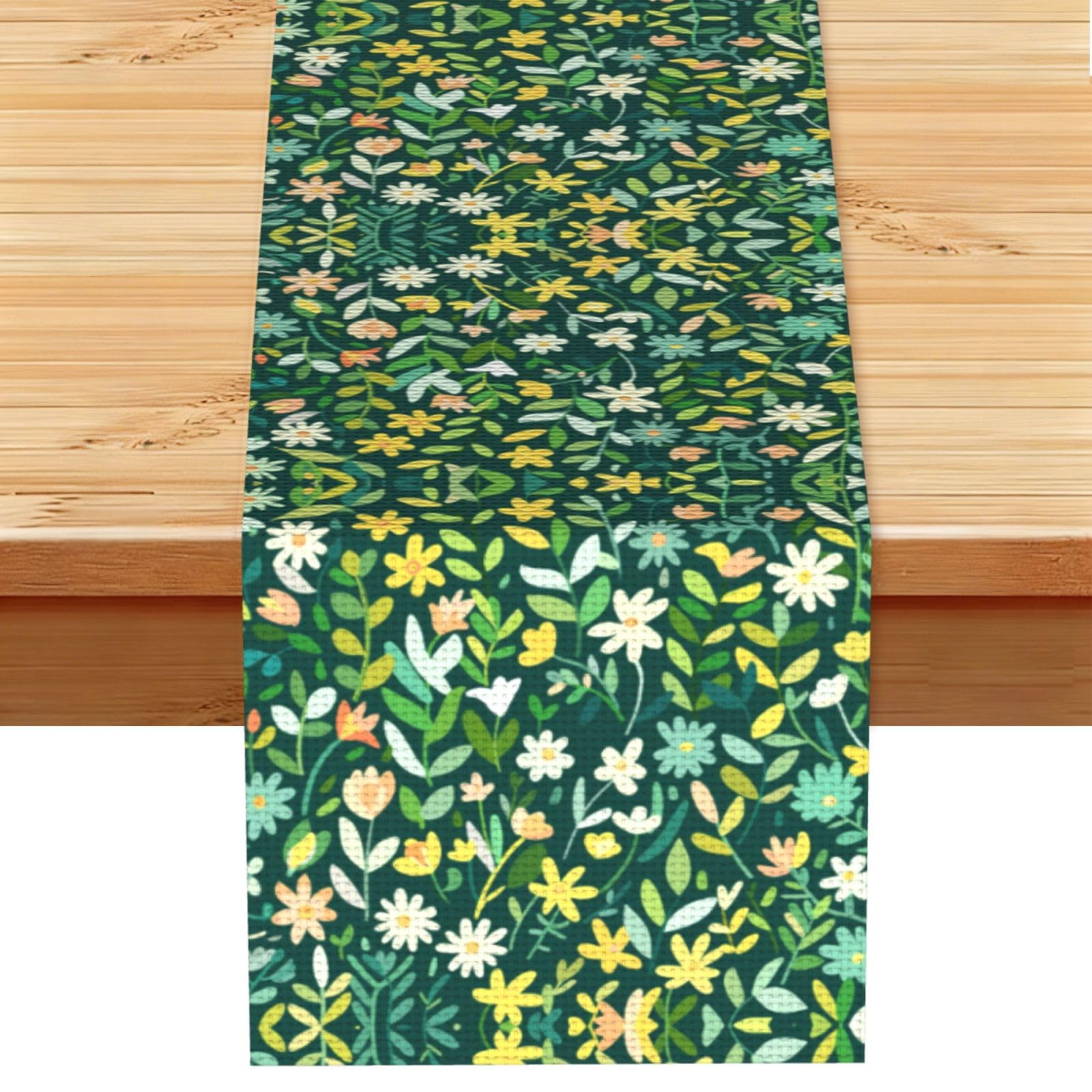 Bright yellow flowers Printed Table Runner 13 x 72, Wrinkle Resistant Decor for Dining Table Coffee Table Fireplace