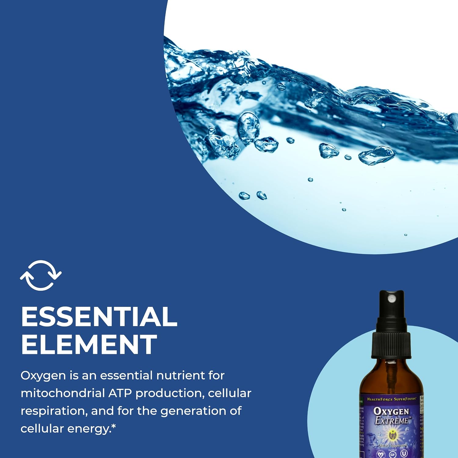 HealthForce SuperFoods Oxygen Extreme Soothing Spray - 2 fl oz - pH Neutral Oxygen Supplement, Helps Oxygenate Blood, Supports Detoxification & Athletic Performance - Gluten Free - 60 Servings