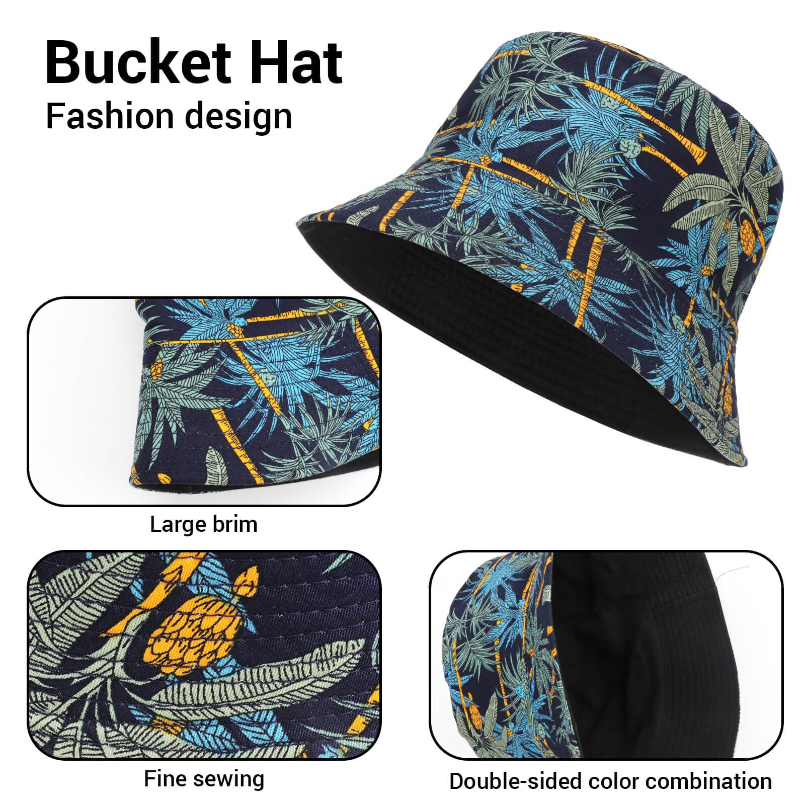 DRESHOW Sombrero de Pescado Sombrero del Cubo Pescador Patrón Sun Plegable Sombrero Playa Sombrero para Mujeres Hombres