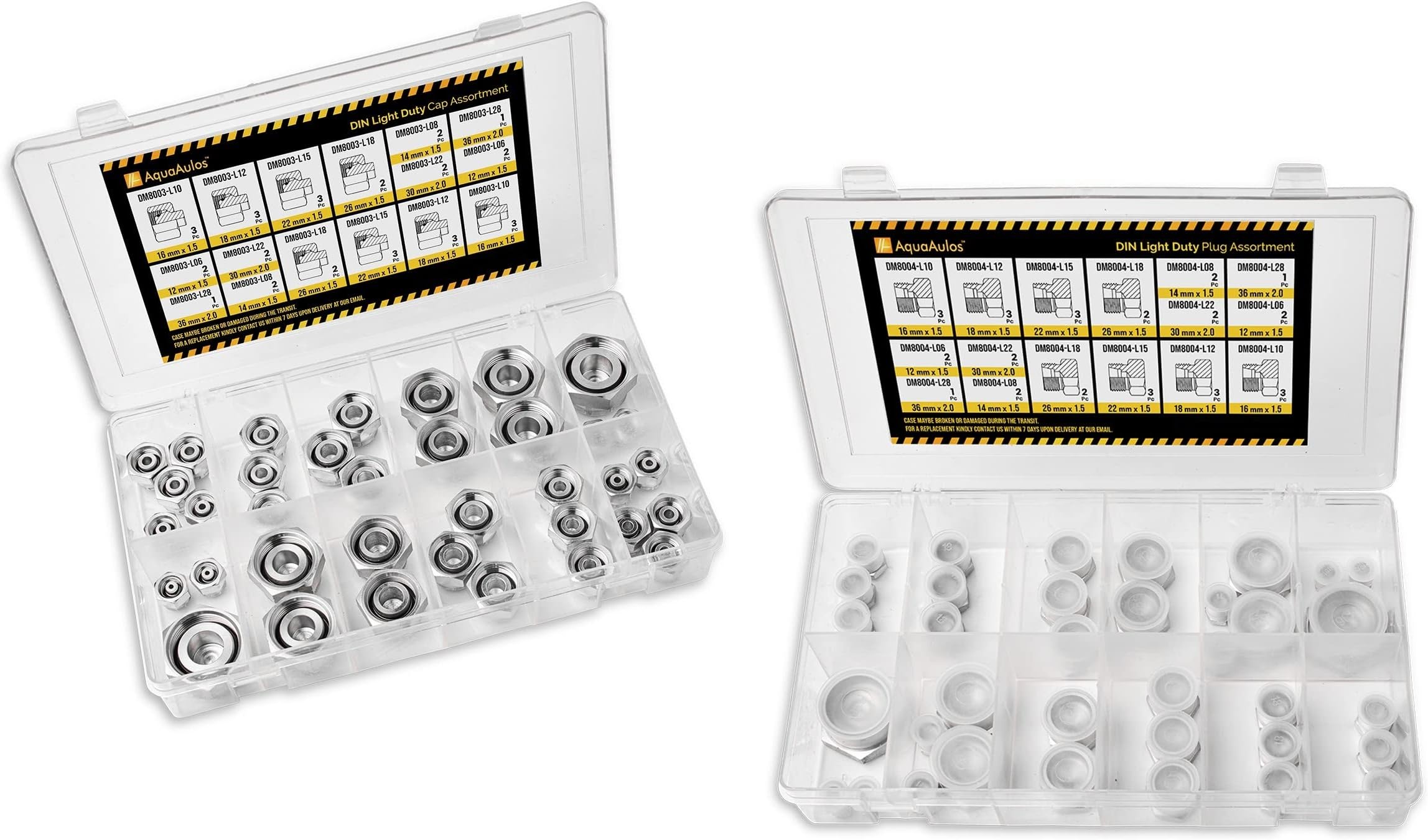 - 72 Pcs. DIN Light Duty Cap & Plug Assortment Hydraulic Adapter Fitting Kit Set, Galvanized Steel with Precision Threading
