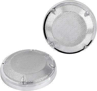 2 Pcs Chrome 6.5" Saddlebag Lid Speaker Mesh Grill Cover for Harley Road King Electra Glide FLHTK FLHTC FLTR FLHR 1983-2023