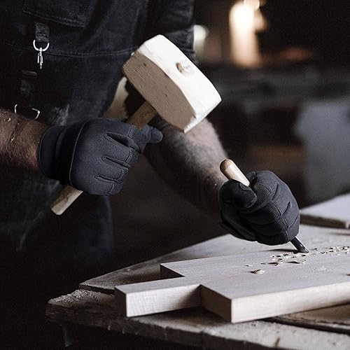 Miniatura 7 de OZERO 2 pares de guantes de trabajo utilitarios para hombres y mujeres guantes tácticos para pantalla táctil, absorción de golpes flexibles para