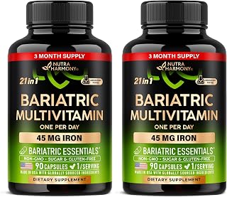 Bariatric Multivitamin with Iron 45mg - 21in1 Bariatric Complex - 90 Caps (Pack of 2)