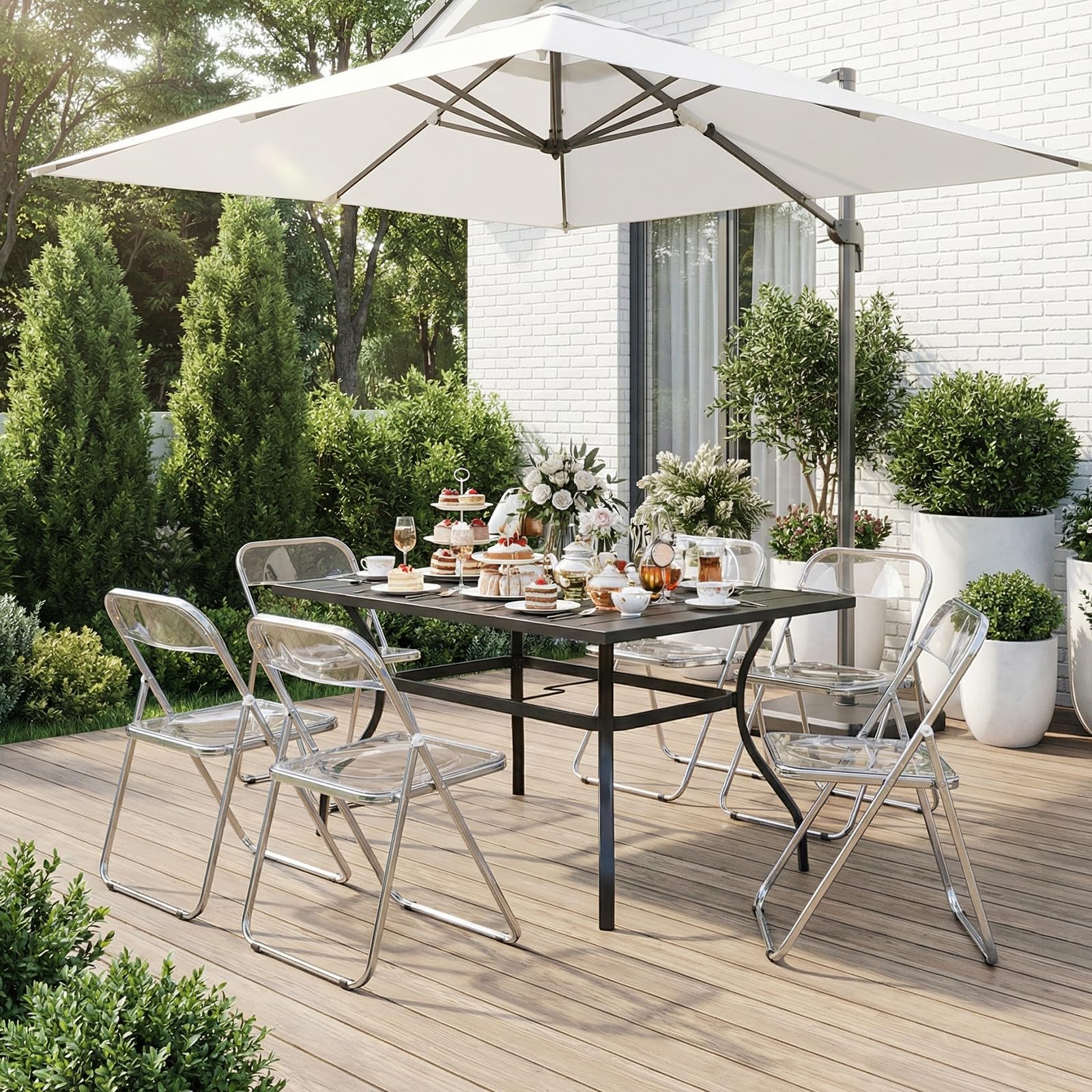 EGGREE Lot de 4 Chaises Pliantes PET Transparent, Charge max. 150 kg