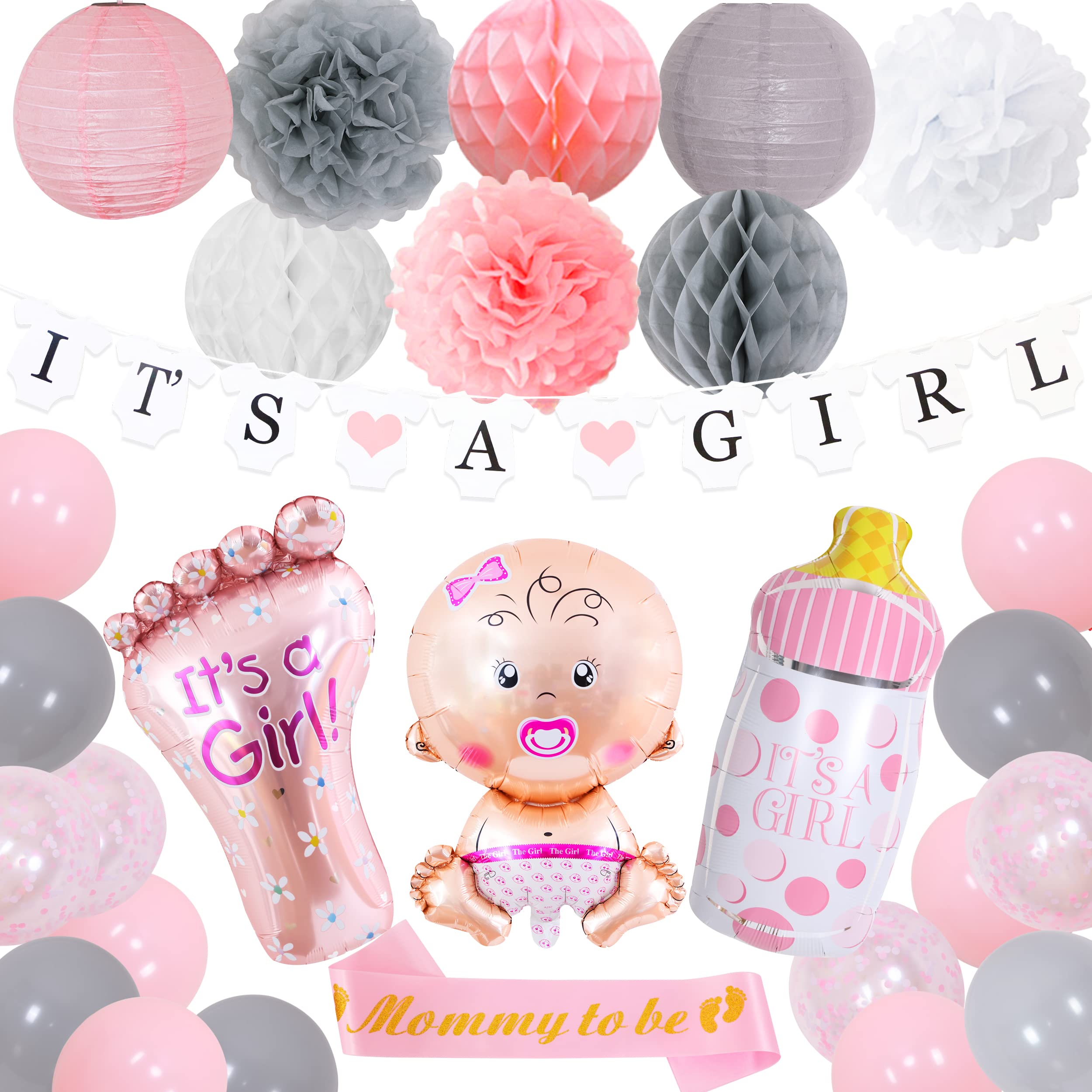 Buy Baby Shower Decorations Girls Pink Balloons Set It's a Girl Banner