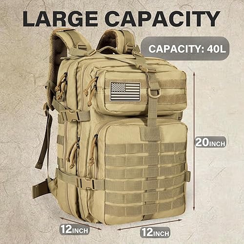 Miniatura 2 de Himal - Mochila táctica militar Mochila grande de 3 días de asalto del ejército Molle, 40L