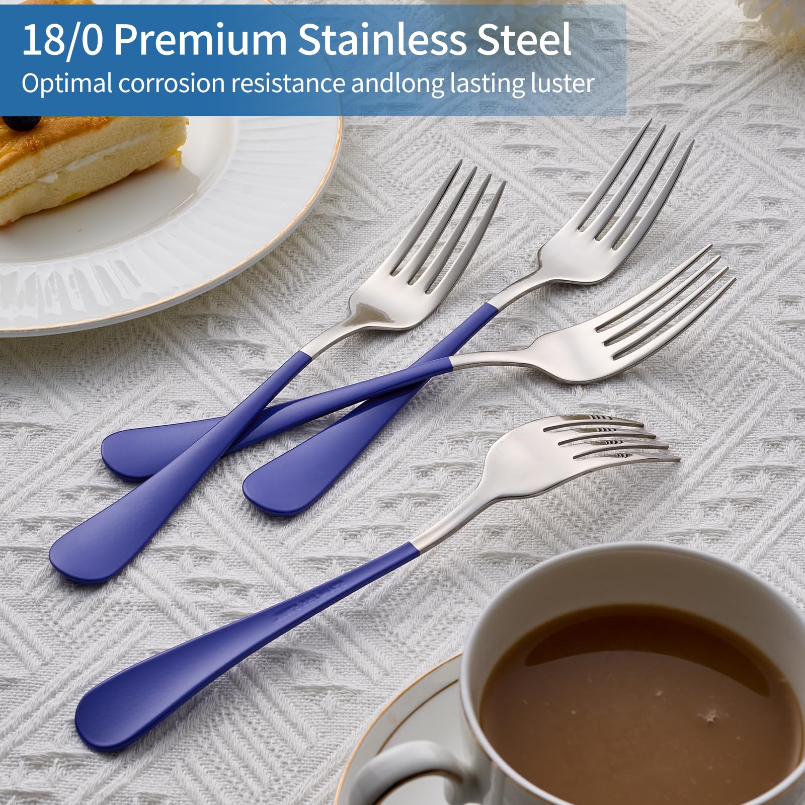 Dinner Forks,24 Pieces Blue 18/0 Stainless Steel Silverware Forks,Table Forks,Flatware Forks,8 Inches,Mirror Polish & Dishwasher Safe,Use for Home,Kitchen or Restaurant — Amazon image 4