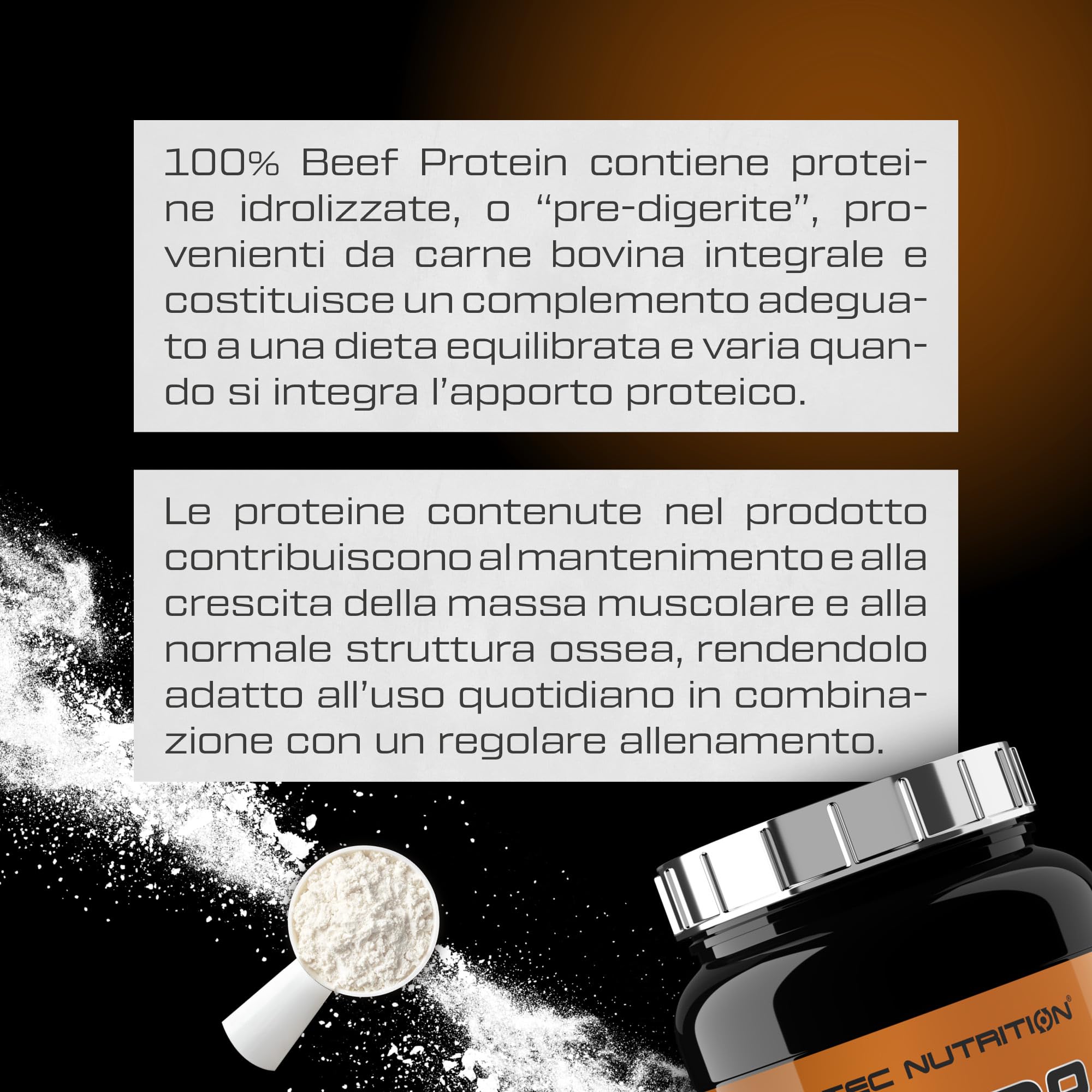 Scitec Nutrition 100% Beef Protein - Bevanda aromatizzata di proteine in polvere - Senza lattosio, Senza zucchero, Senza glutine, 1,8 kg, Cioccolato alla mandorla