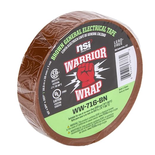 Cinta Aisladora NSI WarriorWrap 0.75 in x 60 ft Vinil Marrón miniatura 7