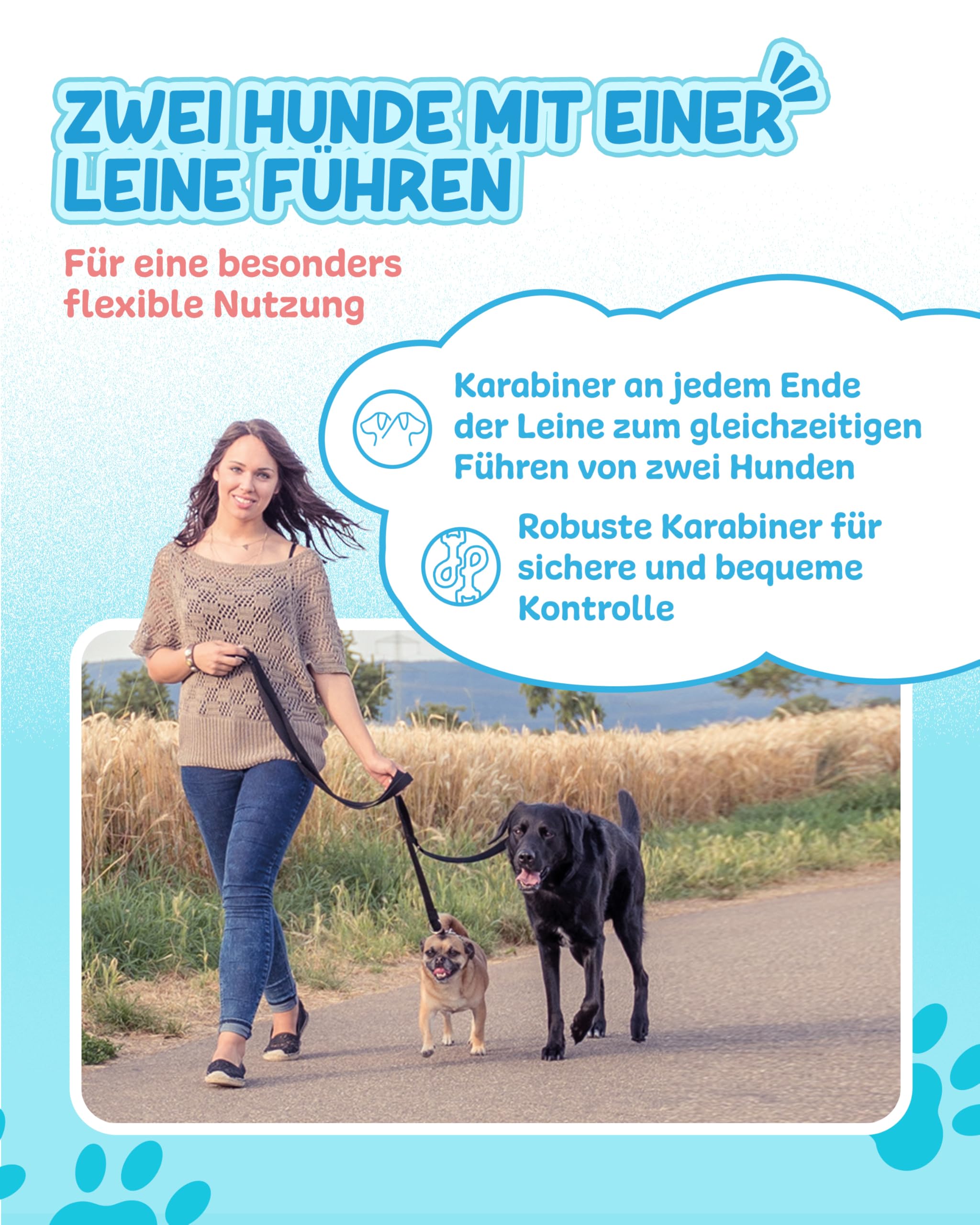 Komfortable Hundeleine 3m | Verstellbare Hundeleine mittelgroße Hunde | Bambusviskose | Strapazierfähig und weich | Perfekt für alltägliche Spaziergänge | M (2.0cm Breit) - Rot