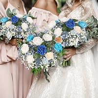 N&T NIETING Művirág Gypsophila Csomag - 10 db Élethű Fátyolvirág Csokor Esküvőre és Lakásdekorációhoz, Kék és Fehér, 54 cm 7