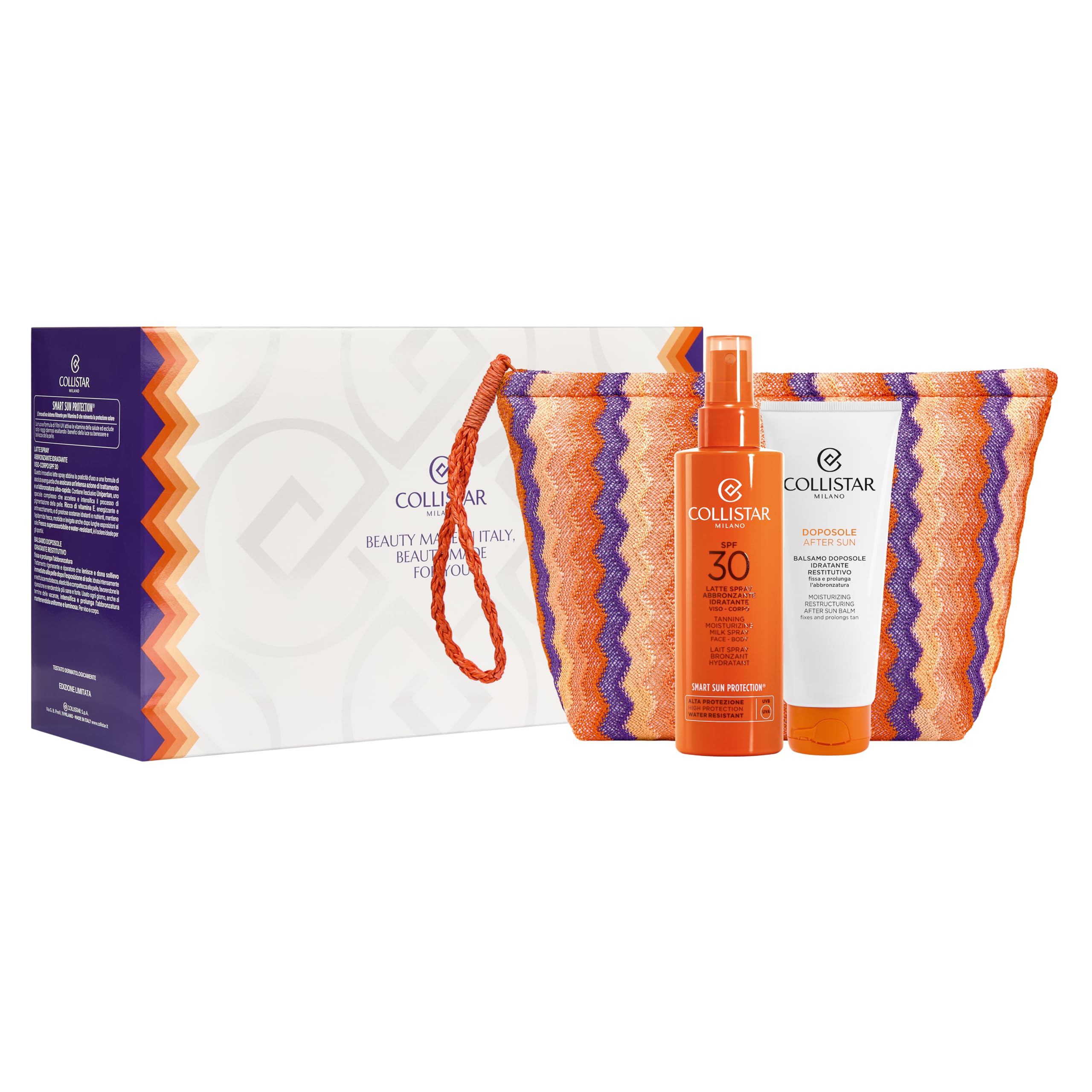 Collistar Cofanetto Regalo Solare SPF30, Latte Spray Abbronzante Idratante 200ml + Balsamo Doposole 100ml, Protezione Alta, Abbronzatura Uniforme, Con Pochette