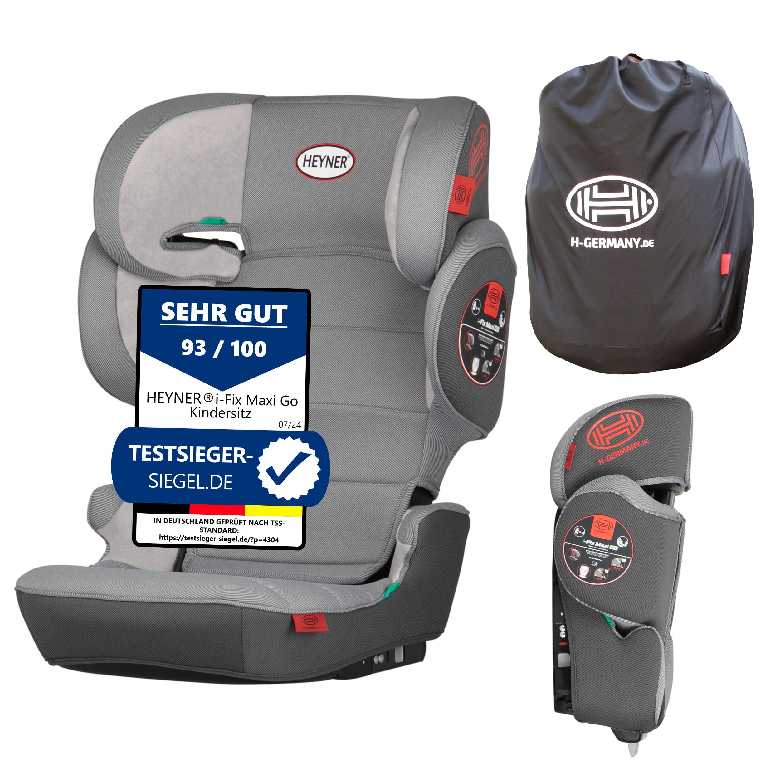 HEYNER® KIDS Kindersitz i-Size faltbar | mit und ohne Isofix nutzbar | Autokindersitz für 3,5-12 Jahre (100-150 cm)