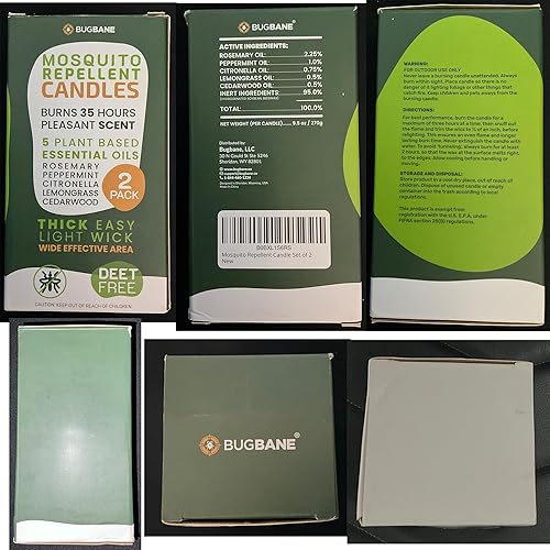 Miniatura 7 de 2 velas de mosquitos para exteriores. Velas de citronela grandes para exteriores. Sin DEET con 5 aceites esenciales naturales. Repelente de velas de