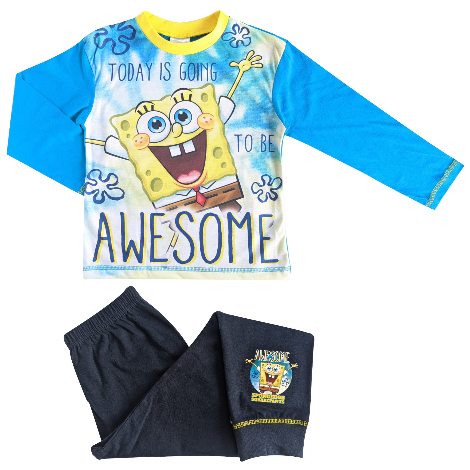 SPONGEBOB SQUAREPANTS Boys Pyjamas - 4-10 Years - Longsleeved - 4-5 Years Blue