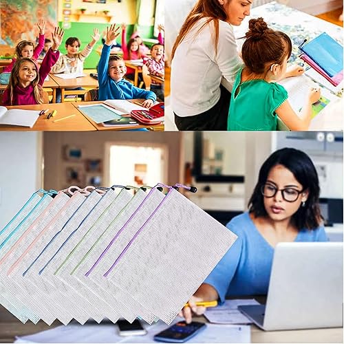 Miniatura 6 de 90 bolsas de malla con cremallera a granel, bolsa de plástico impermeable para documentos, bolsas de almacenamiento de archivos con cremallera para