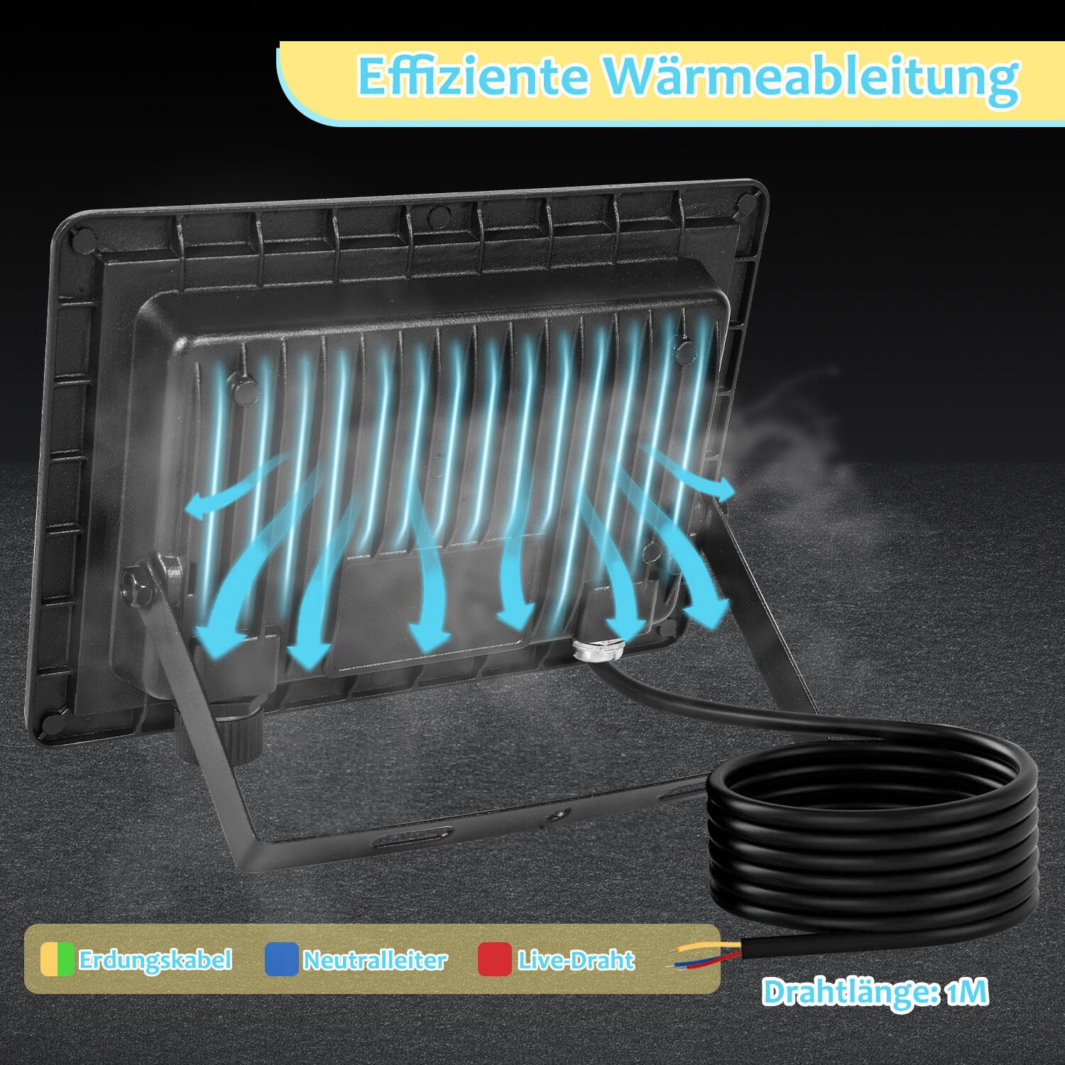 LED Strahler Außen 100W,5 Stück Dimmbar LED Fluter 3000K/4000K/6500K, Led Scheinwerfer, IP65 Wasserfest Aussenstrahler für Hell Garten Hof Türen Rasen Garage [Energieklasse E]