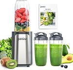 Ganiza Smoothie Blender Max 900-Watt, 14Pcs Personal Blenders for Kitchen | 24 oz, (2) 17 oz To-Go Cups, Nutritious Recipe, Portable Single Serve Maker Machine for Smoothies, Shakes, Frozen Drinks