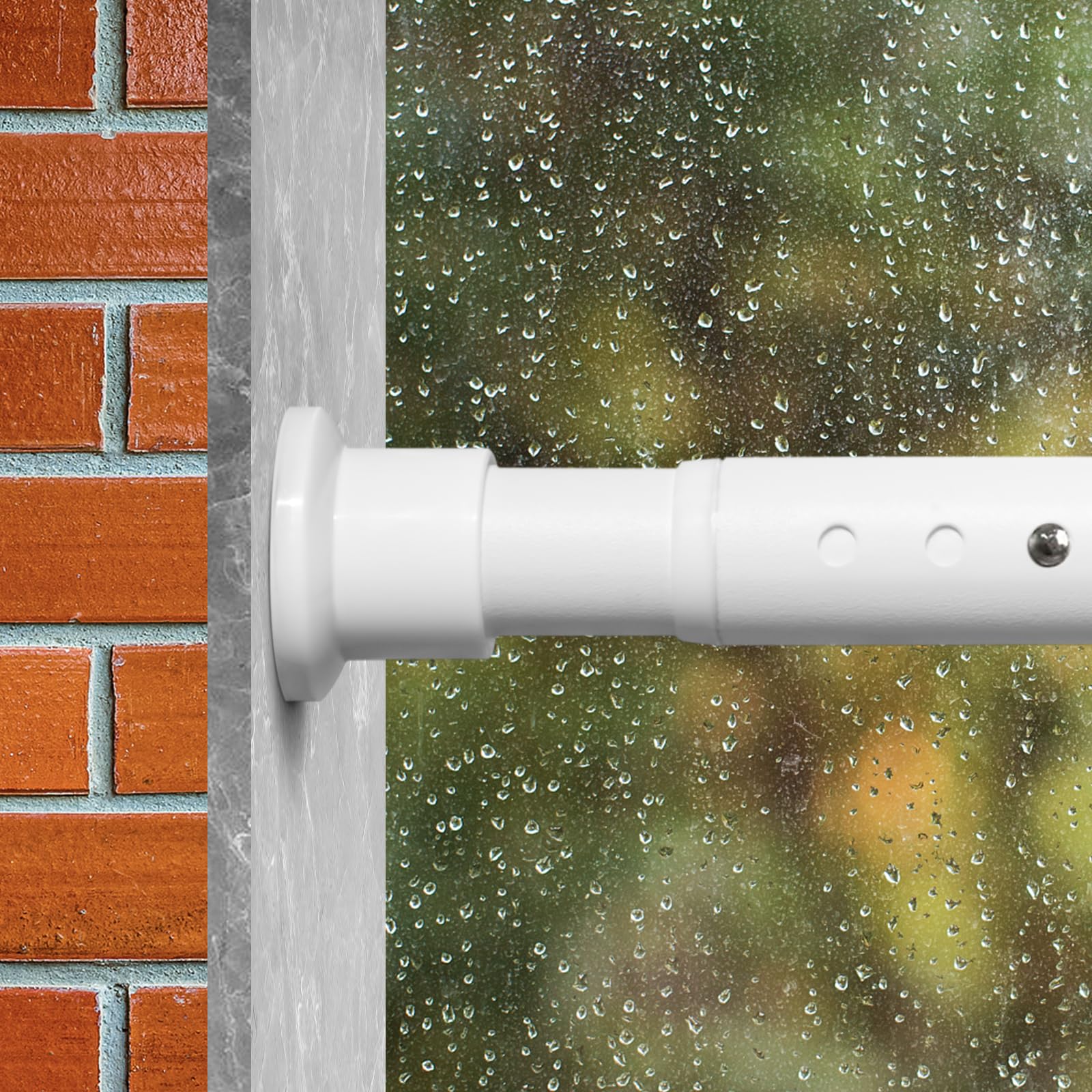 Oxdigi Tension Shower Doorway Curtain Rod/Adjustable 141.7-161.4 inches No Drilling Window Curtain Rod for Bethroom, Indoor Decor/Matt White