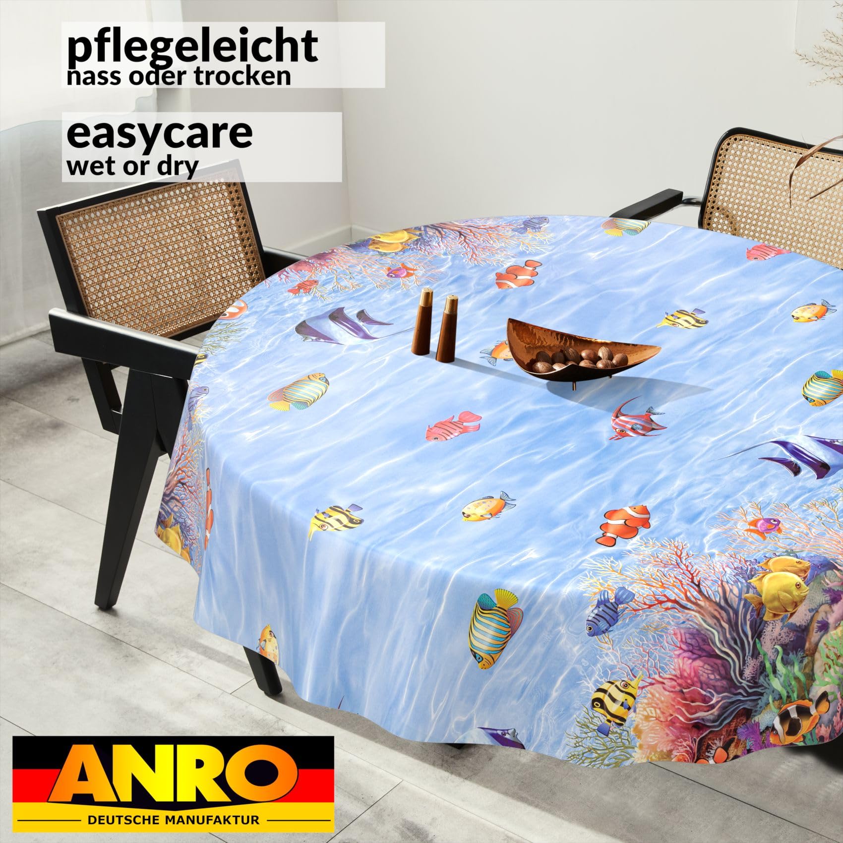 ANRO Oilcloth Tablecloth Washable 140 cm Round Cut Edge Aquarium, Cutting Edge, 55.1 inch (Round) - Image 4