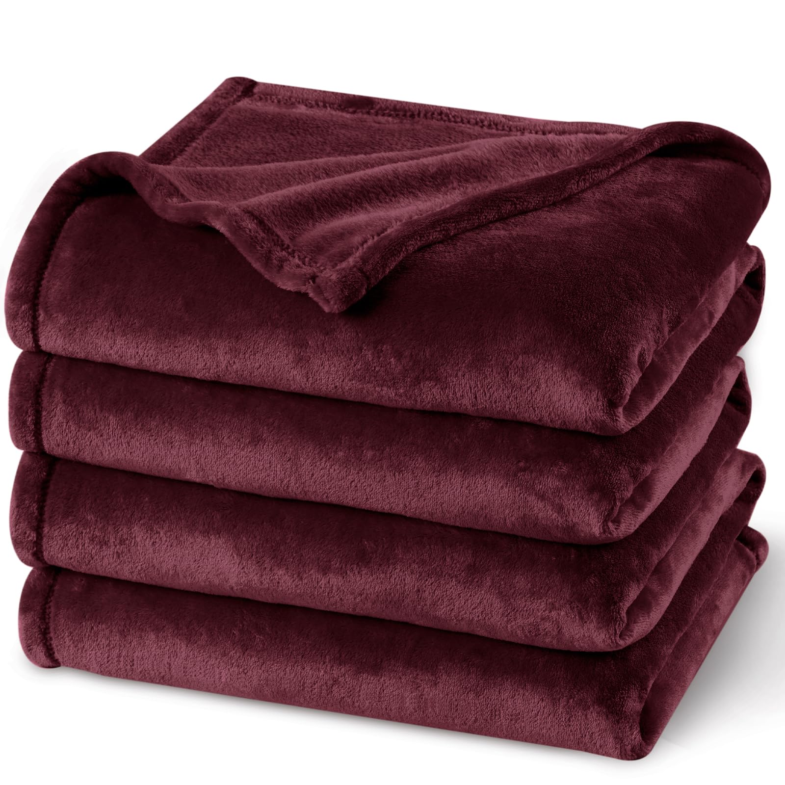 phf ultra soft fleece blanket twin size, no shed no pilling luxury plush cozy 300gsm lightweight blanket for bed, couch, chair, sofa suitable for all season, 66" x 90", wine red/burgundy