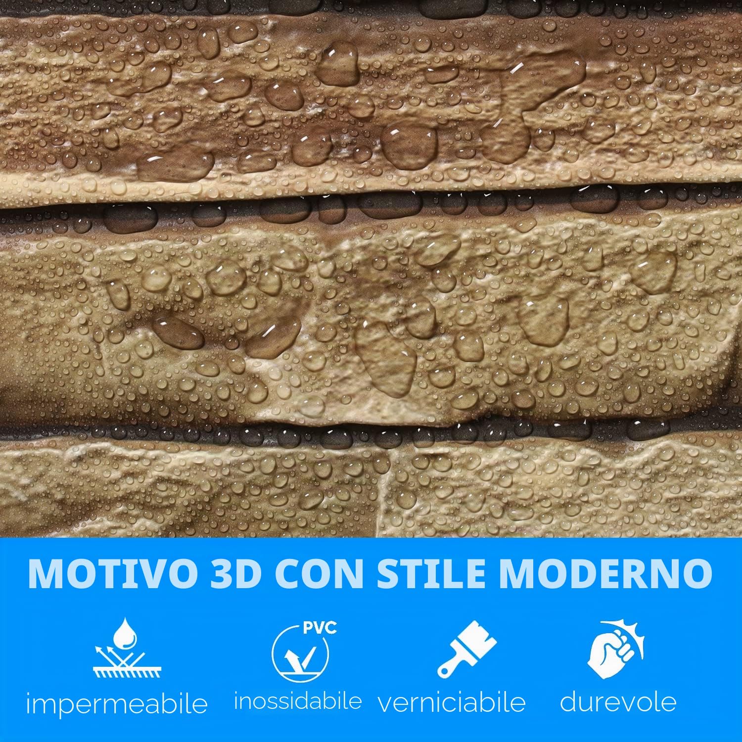 Grace Baltic, pannelli da parete 3D, effetto legno, rivestimento in polistirolo, per soggiorno, cucina, bagno, balcone, camera da letto, retro del bancone e teras (Marrone)