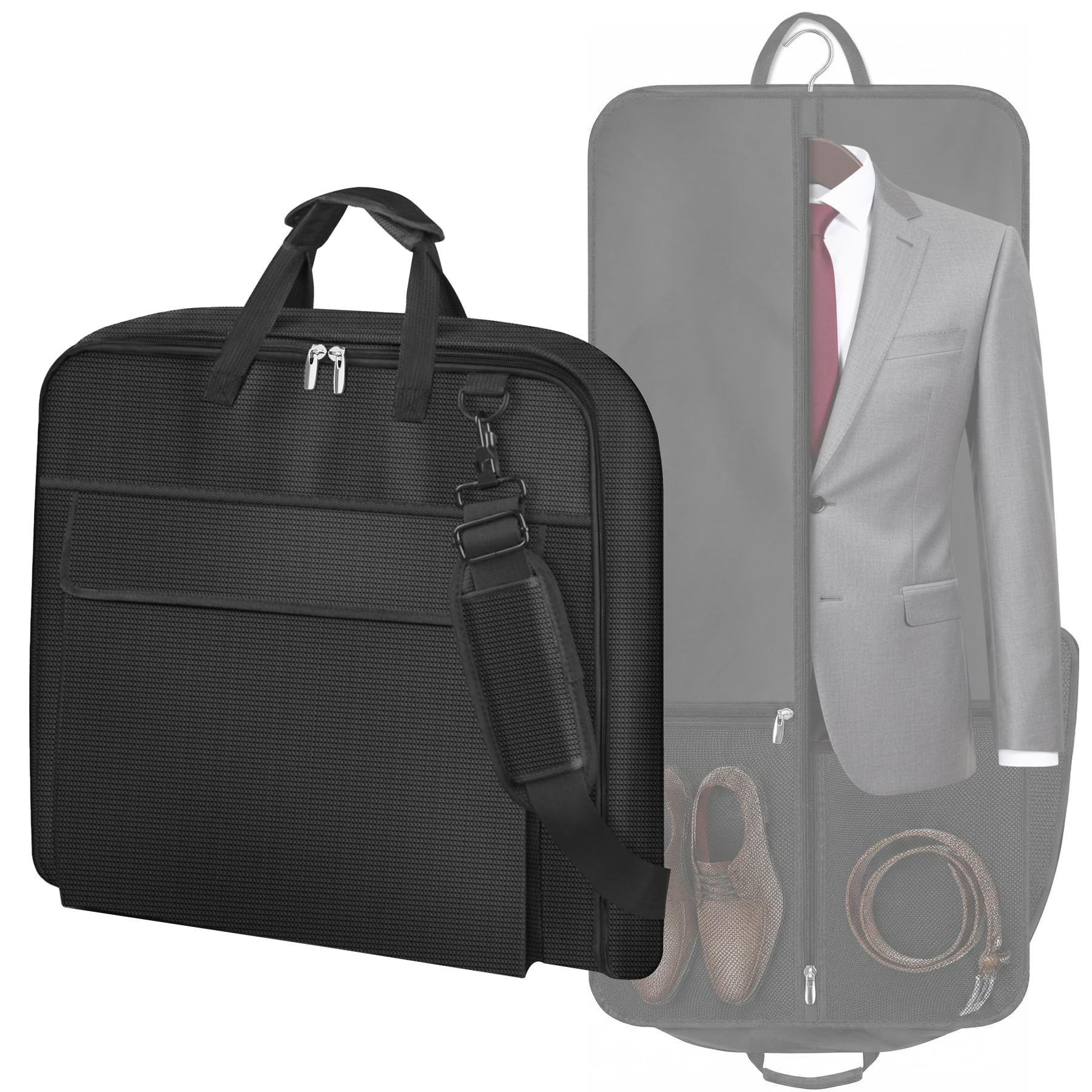 MISSLO Carry On Garment Bags for Travel with Shoe Compartment 42 Suit Travel Bags for Men Heavy duty