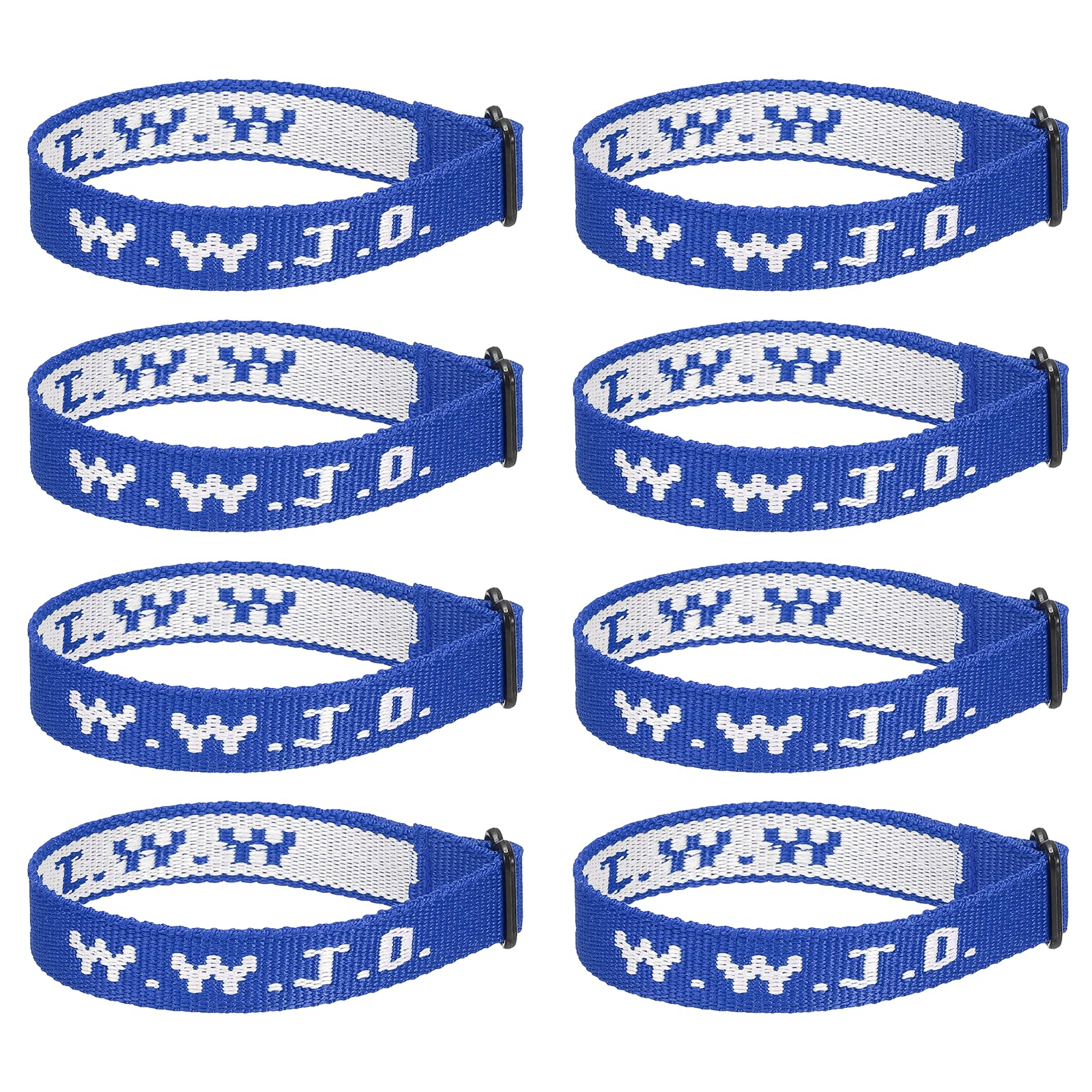 PATIKIL 8Pcs W.W.J.D Bracelets, Christian Gifts Wristbands Adjustable Woven Wristbands What Would Do Bracelet Braided Bracelets, Blue