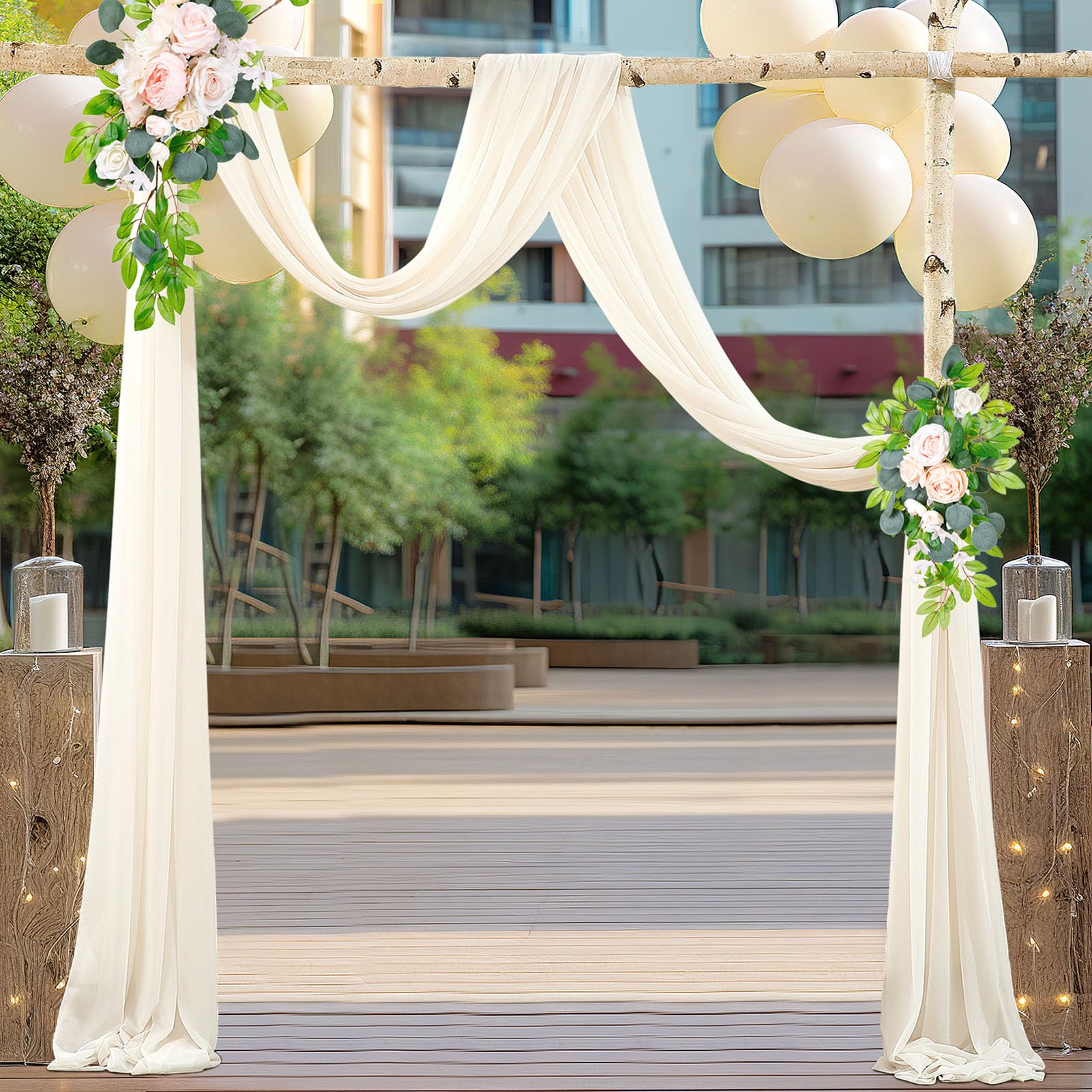 BOYOUTH Tende con mantovane in voile kaki, lunghe tende in chiffon trasparente, per drappeggi per archi di nozze, decorazioni per feste all'aperto, 76 x 600 cm, 1 pannello