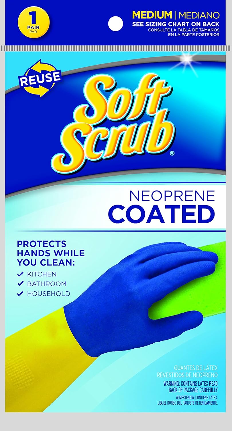 Soft Scrub Neoprene Coated Reusable Latex Household Glove