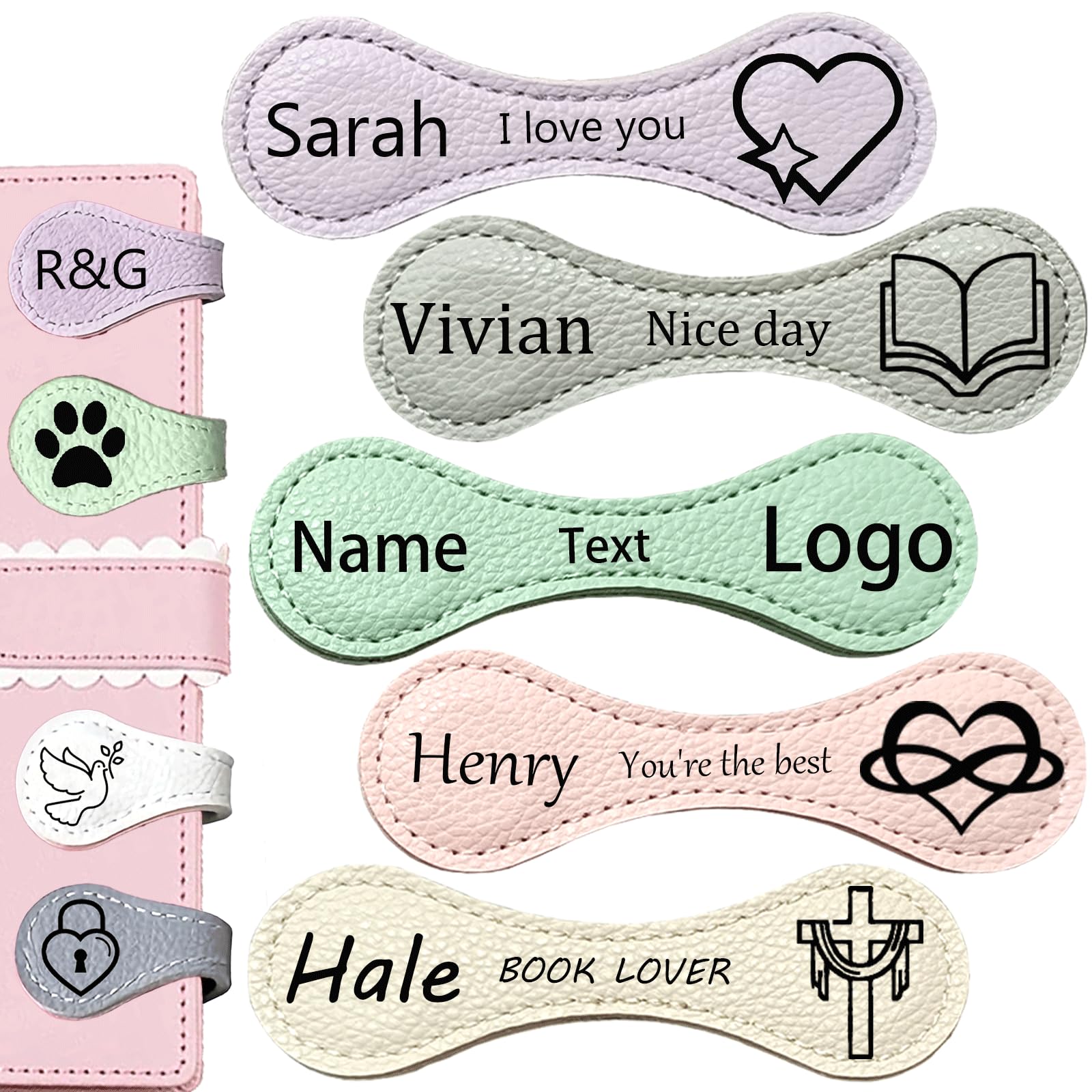 Amazon.com: Personalized Magnetic Leather Bookmarks Custom Engraved ...