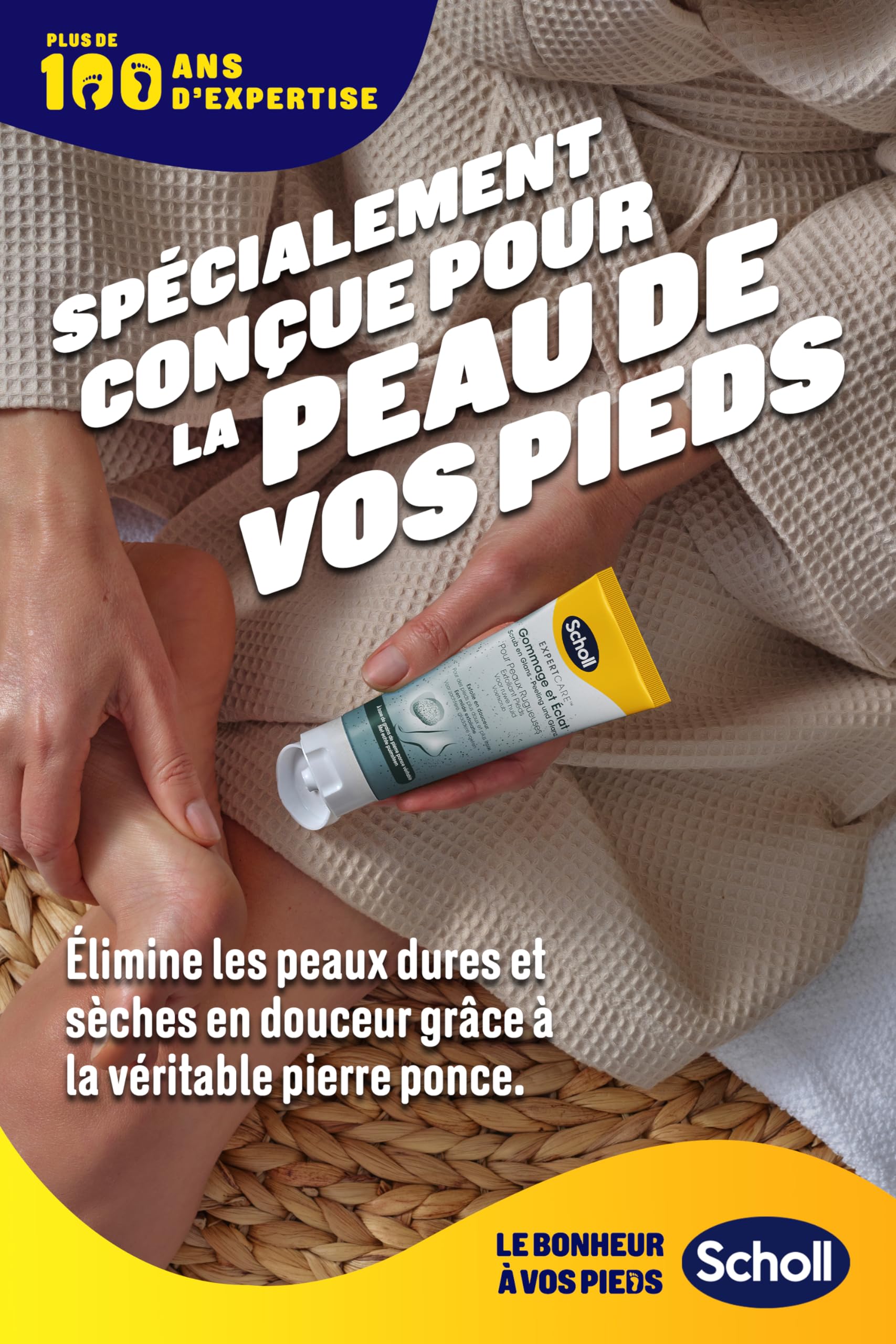 Scholl Krem do stóp Peeling i połysk dla skóry szorstkiej - Złuszczająca pielęgnacja suchych i szorstkich stóp na bazie pumeksu wulkanicznego - 75ml