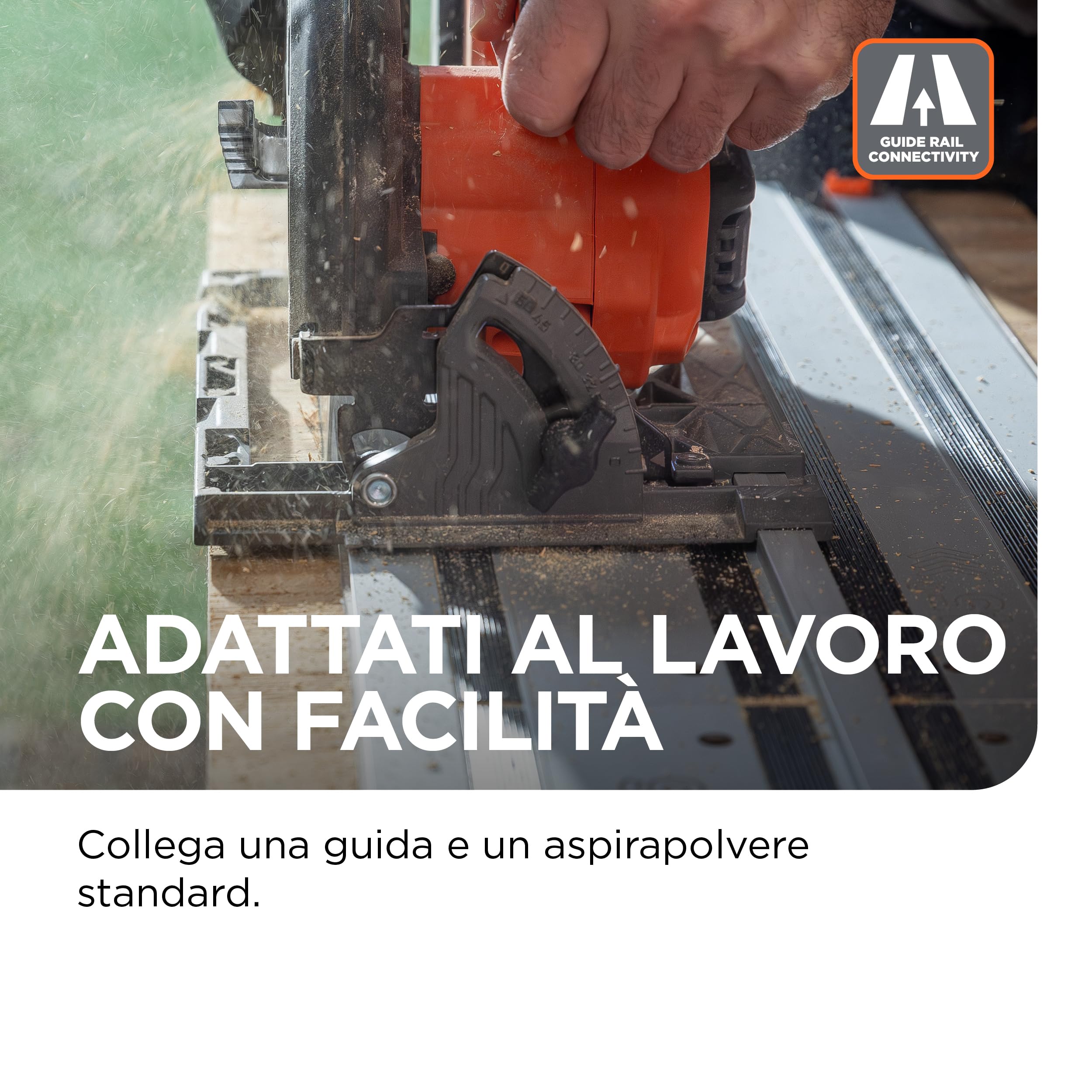 BLACK+DECKER Sega circolare a batteria senza spazzole, solo utensile - senza batteria, sega circolare elettrica con lama da 165 mm, binario di guida e guida parallela, BLCCS78NAZ-XJ
