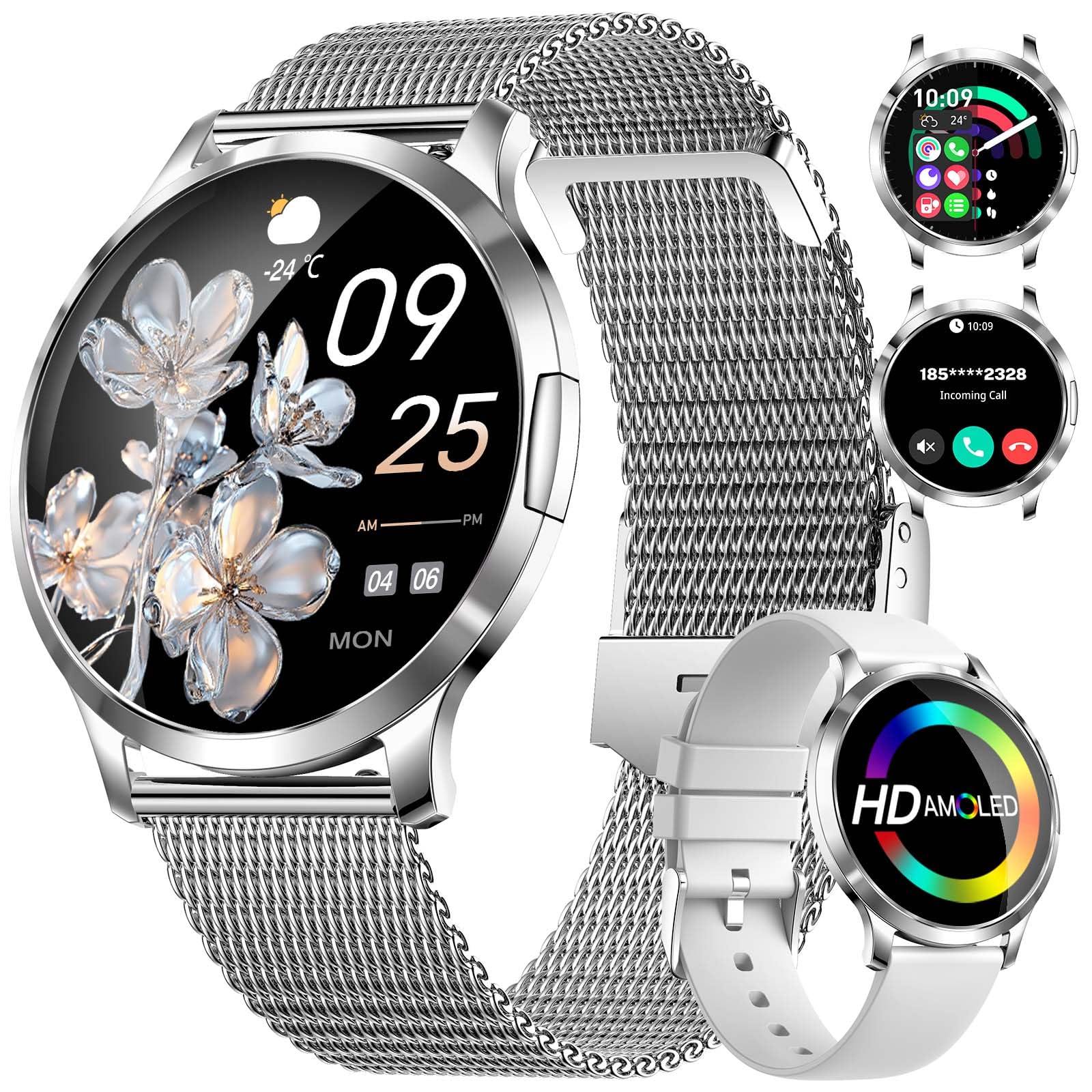 SUNKTA FV16 Thin Smart Watch for Women 1 32 AMOLED Ladies Smart Watches 100 Sports Mode Fitness Tracker